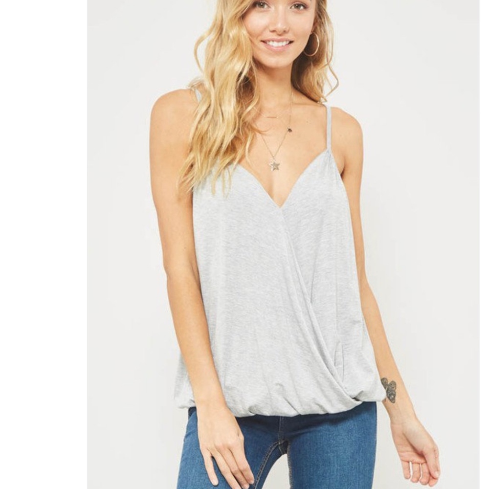 NEW Wrapped Sleeveless Cami Heather Gray